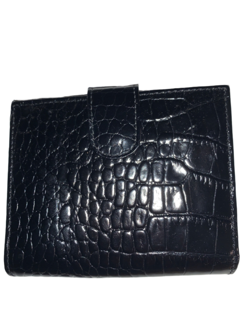 Women's Furla Black Crocodile Embossed Leather Wallet One Size